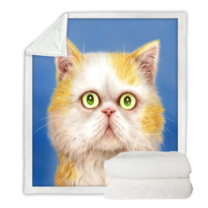 Beautiful Fleece Blankets with Kittens Drawings Staring Ginger Cat