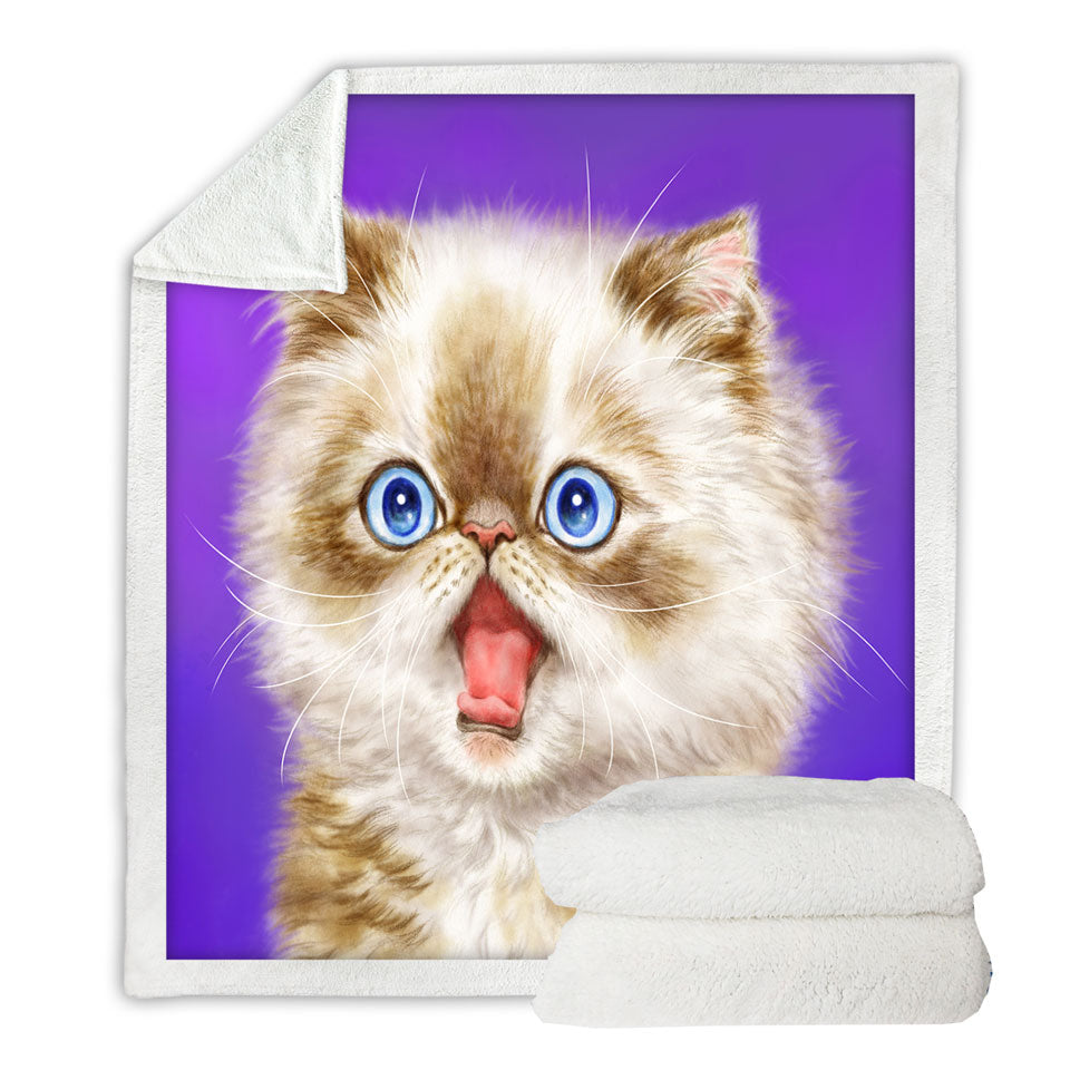 Beautiful Fleece Decorative Blankets Kitten in Shock over Purple