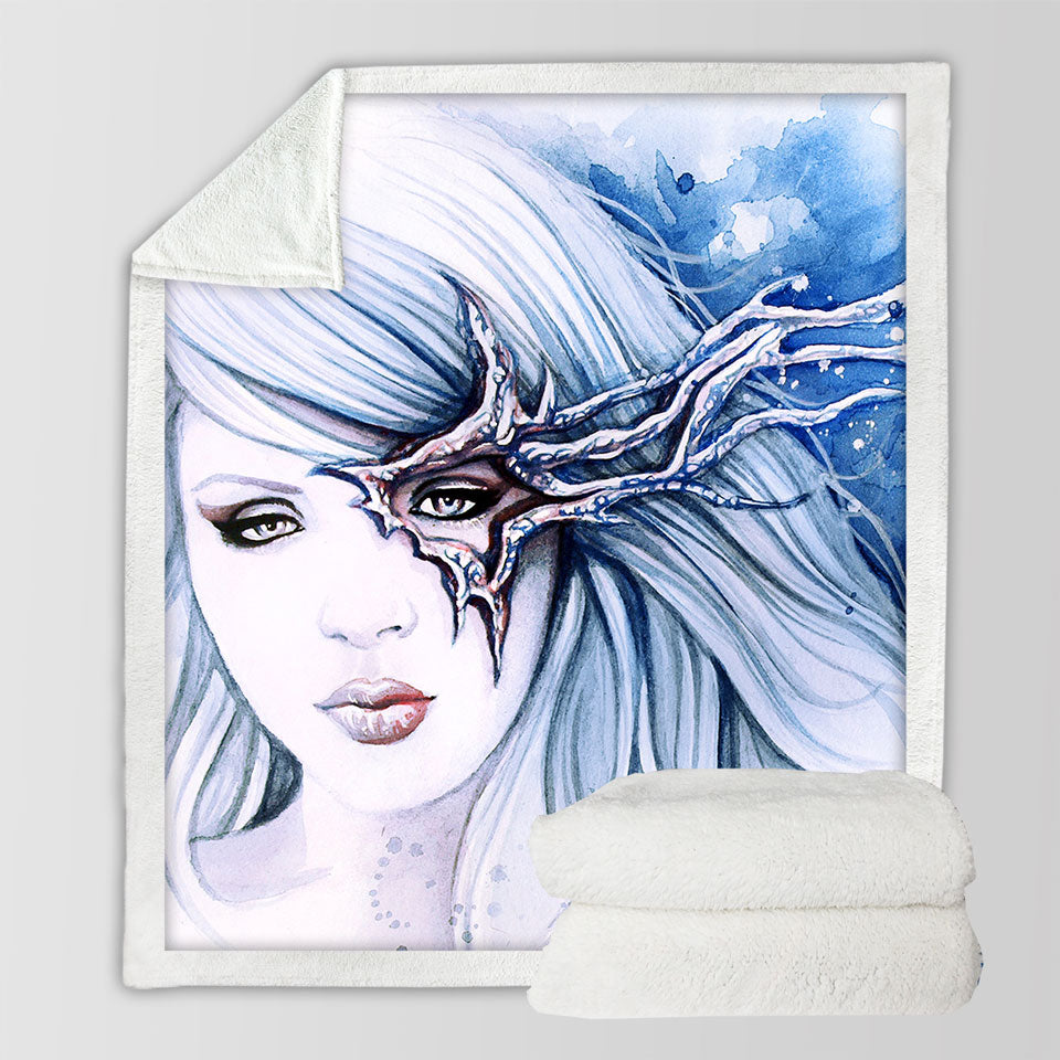 products/Beautiful-Girl-Sherpa-Blanket-Drawing-Sevania-Ice-Blue-Woman