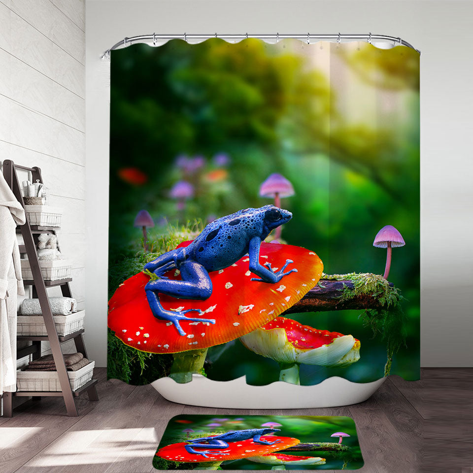 Beautiful Nature Frog on Mushroom Shower Curtain – Handful of Prints