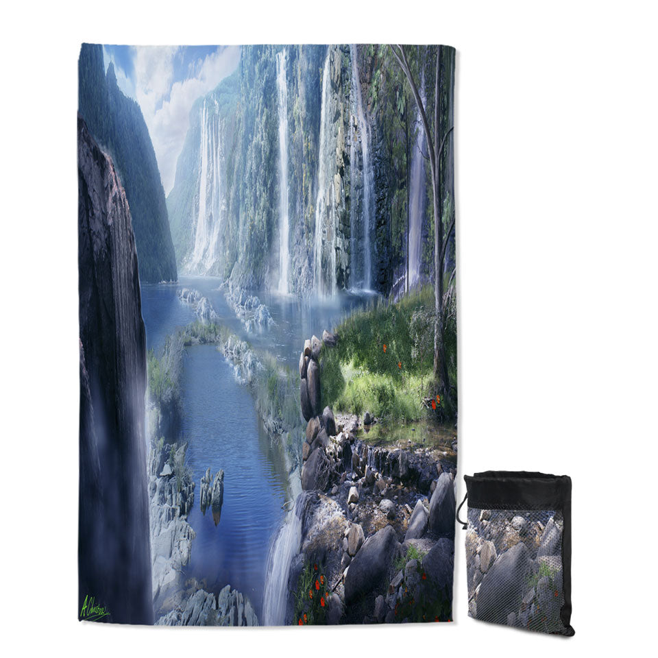 Beautiful Nature Waterfall Microfiber Towels For Travel Paradise