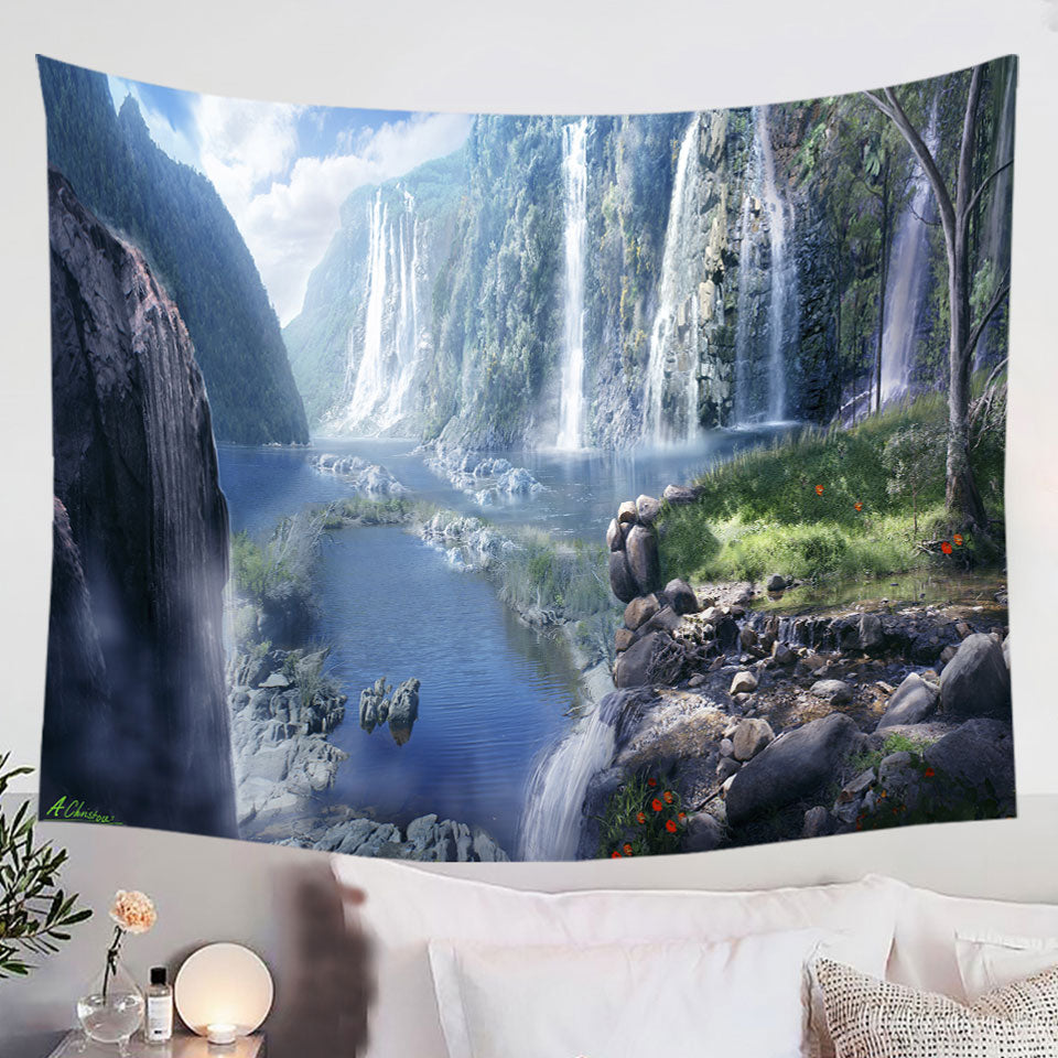 Beautiful-Nature-Waterfall-Tapestry-Paradise