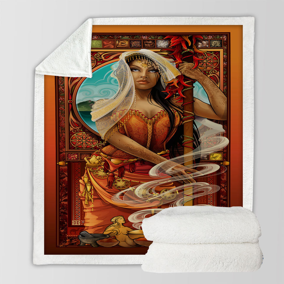 products/Beautiful-Oriental-Girl-Sherpa-Blanket-Goddess-of-Spices