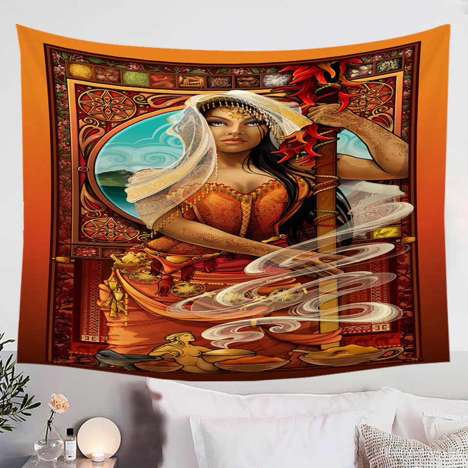 Beautiful-Oriental-Girl-Tapestry-Goddess-of-Spices