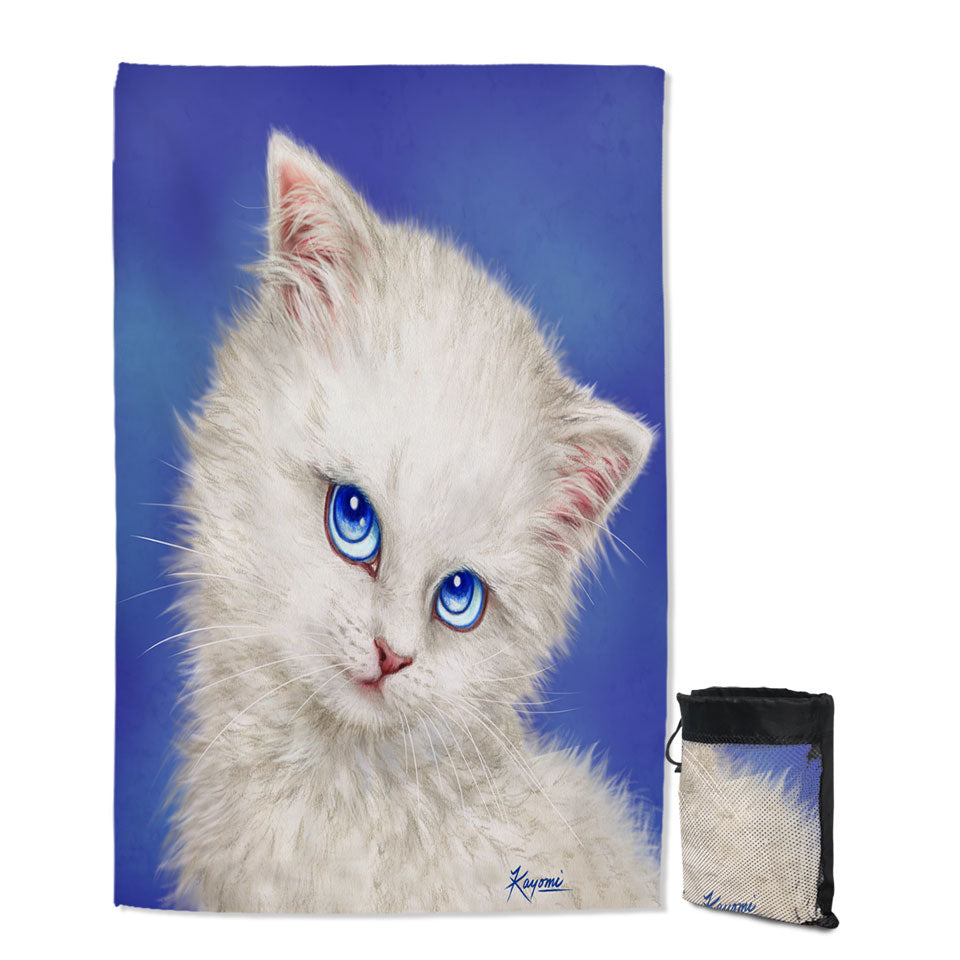 Beautiful Pool Towels Blue Sapphire Eyes Kitty Cat
