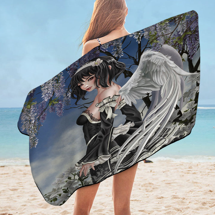 Beautiful Pool Towels Fairy and White Flowers