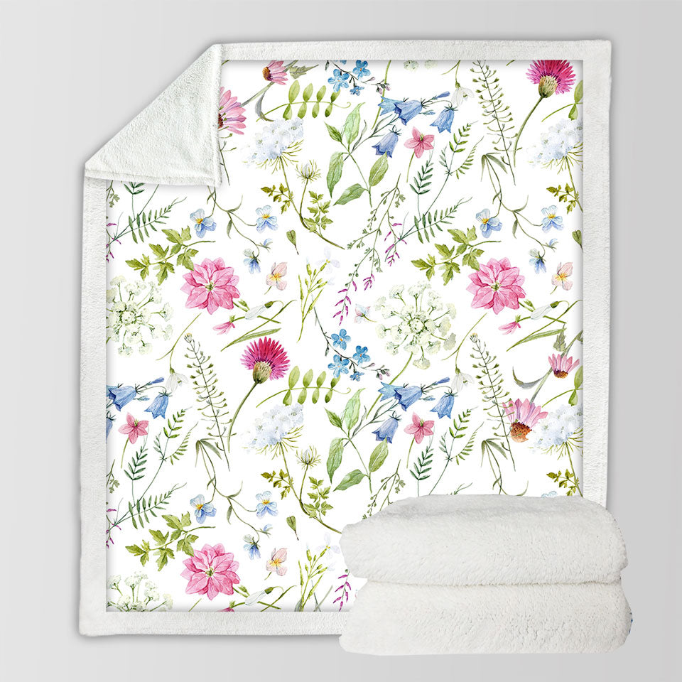 Beautiful Sherpa Blanket with Spring Flowers