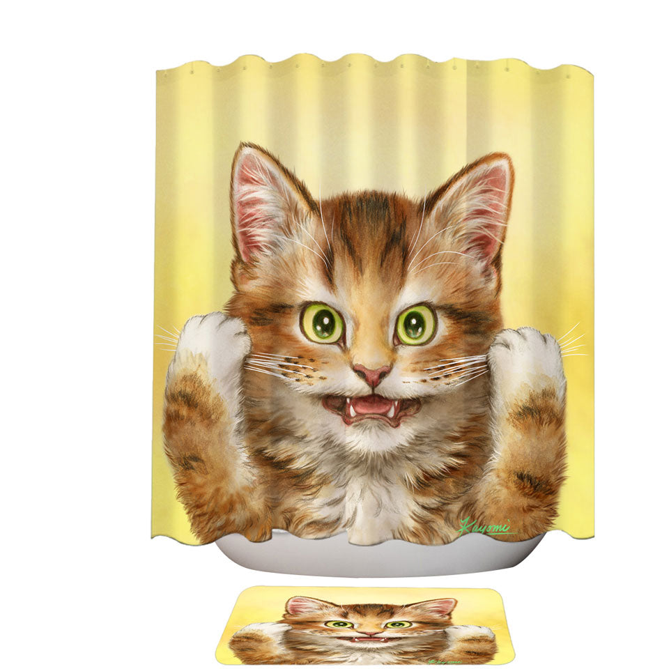 Beautiful Shower Curtains Cats Art Paintings Funny Face Kitten