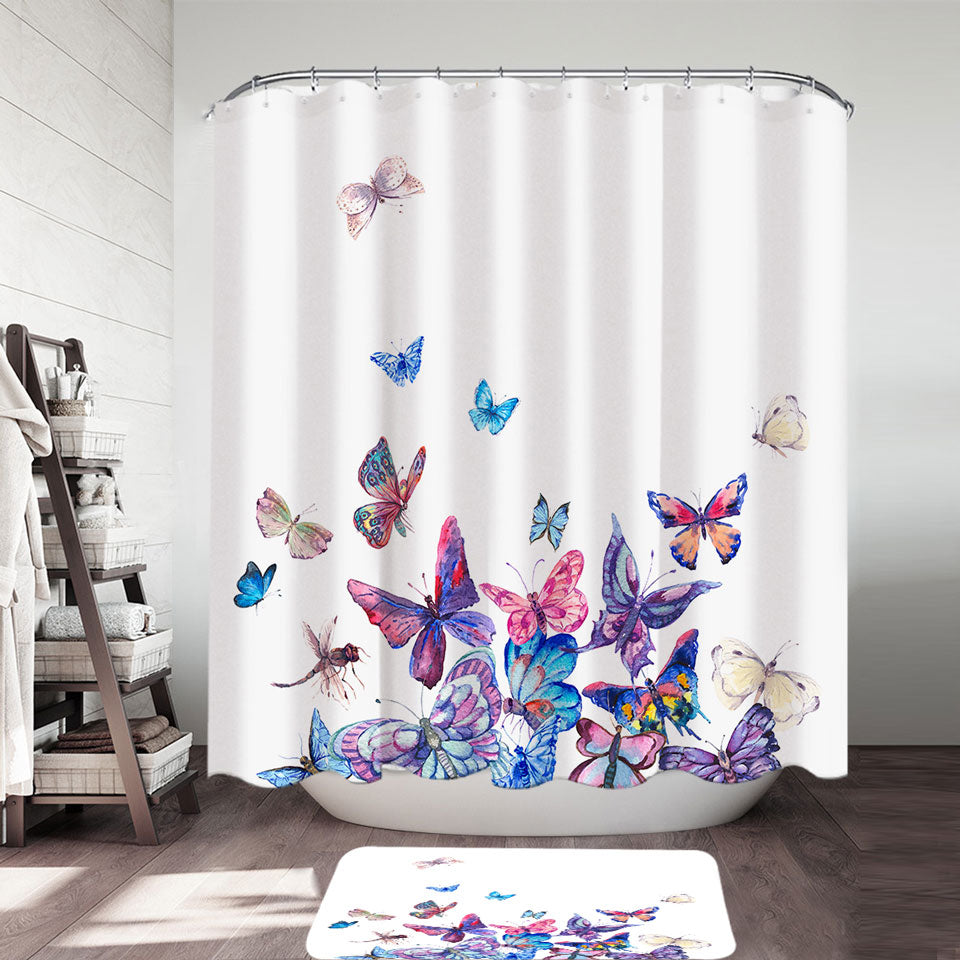 Beautiful Shower Curtains with Butterflies Painting