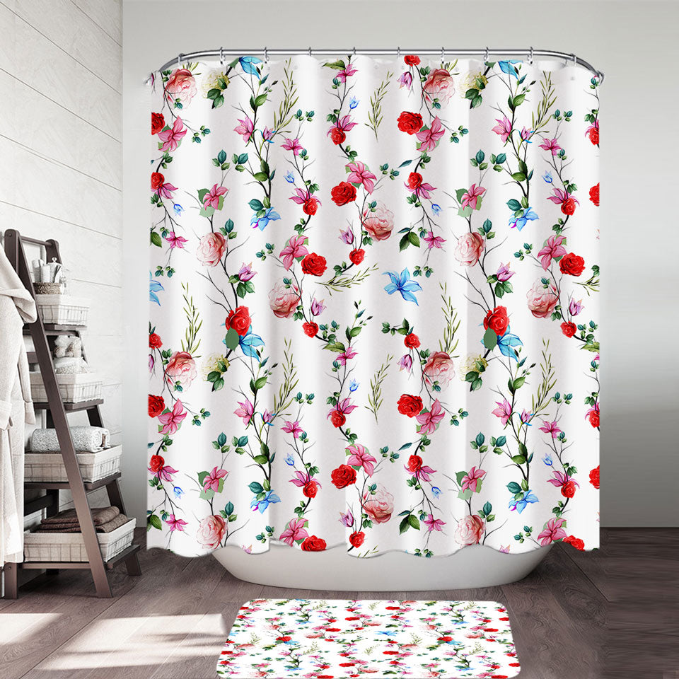 Beautiful Shower Curtains with Multi Colored Flowers Pattern
