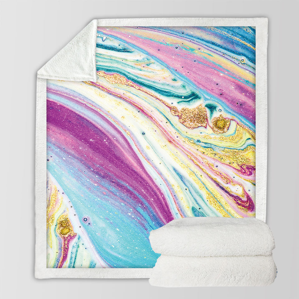 Beautiful Throw Blanket Bluish Purplish Marble