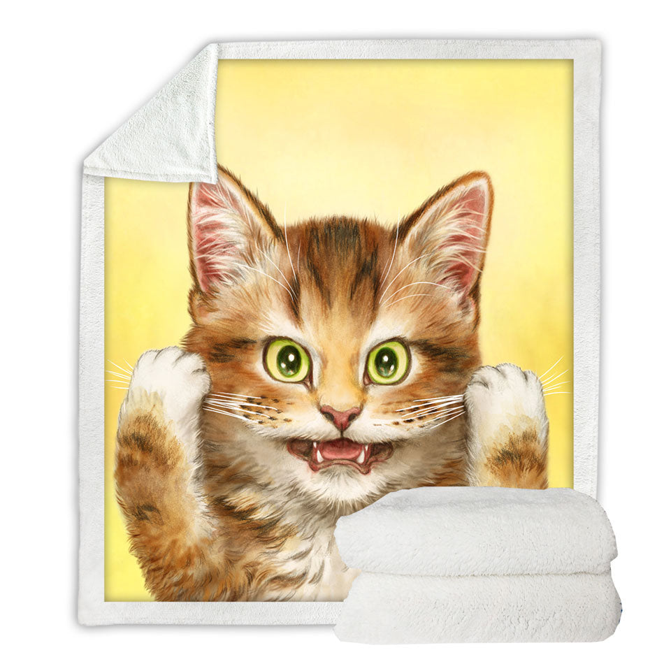 Beautiful Throw Blanket Cats Art Paintings Funny Face Kitten