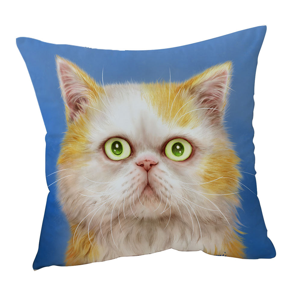 Beautiful Throw Pillows Kittens Drawings Staring Ginger Cat