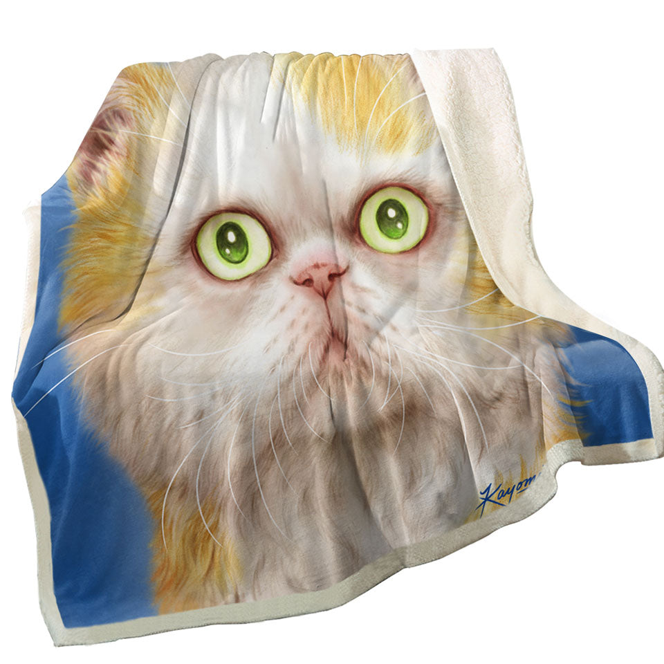 Beautiful Throws with Kittens Drawings Staring Ginger Cat