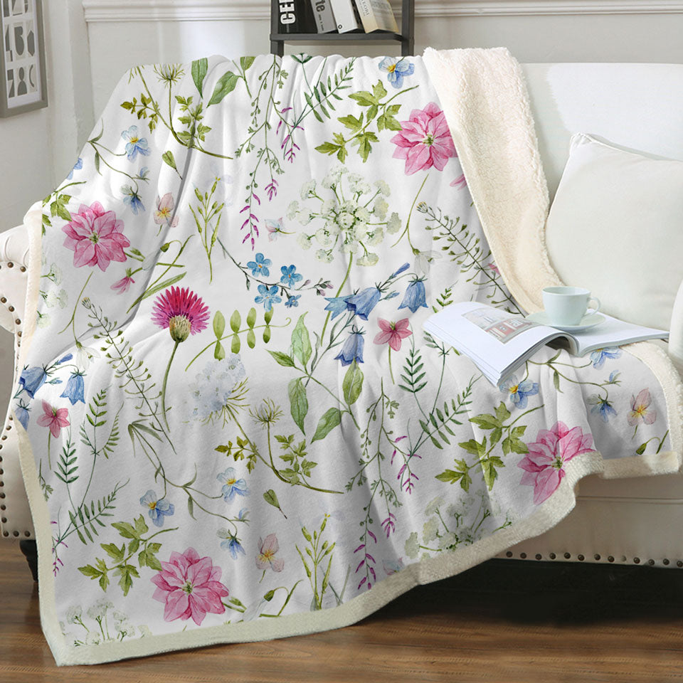 Beautiful Throws with Spring Flowers