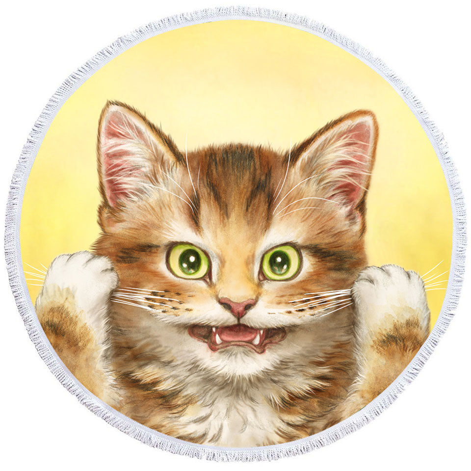Beautiful Unusual Beach Towels Cats Art Paintings Funny Face Kitten