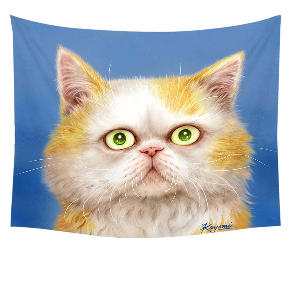 Beautiful Wall Decor Kittens Drawings Staring Ginger Cat Tapestry
