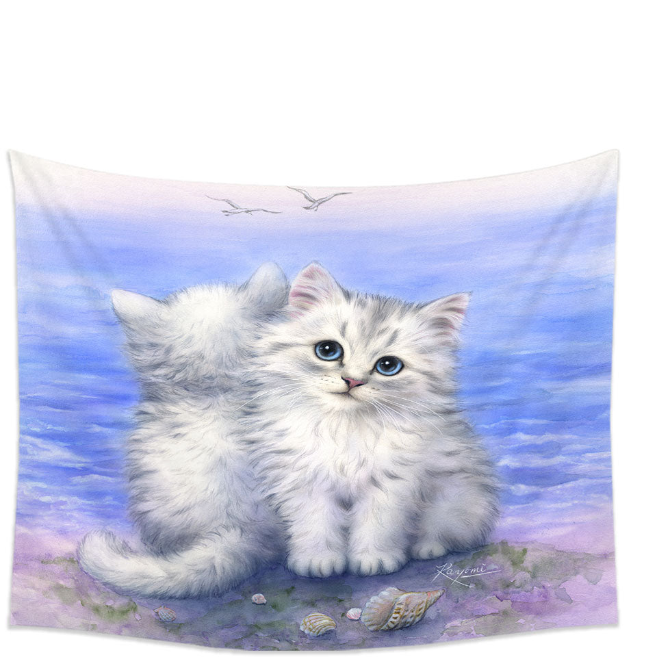 Beautiful Wall Decor Prints Cats Art First Date White Grey Kittens