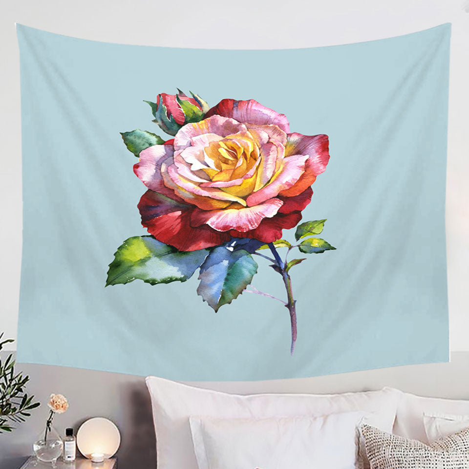 Beautiful Wall Decor Tapestry with Single Rose Painting