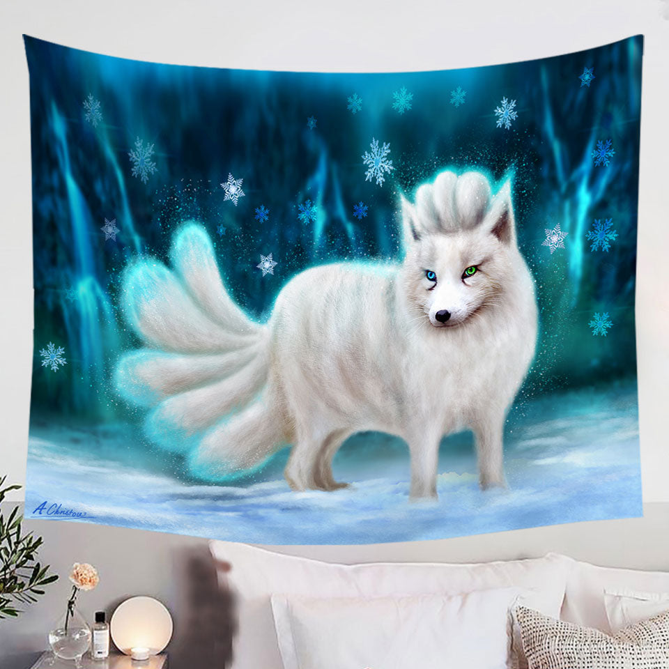 Beautiful-White-Snow-Arctic-Fox-Animal-Wall-Tapestry