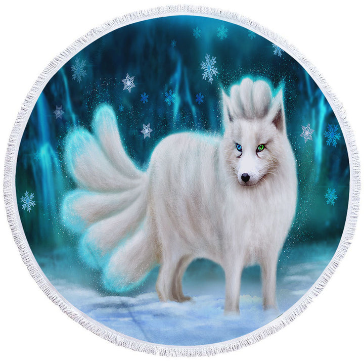 Beautiful White Snow Arctic Fox Beach Towels On Sale
