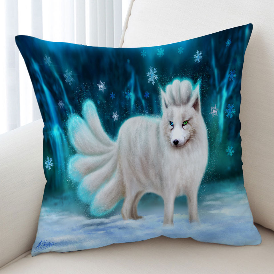 Beautiful White Snow Arctic Fox Cushion Covers