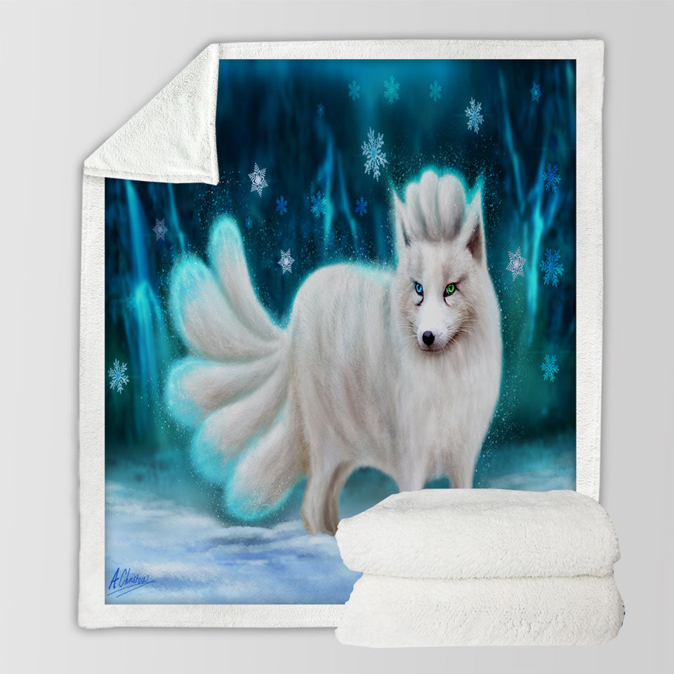 products/Beautiful-White-Snow-Arctic-Fox-Sherpa-Blanket