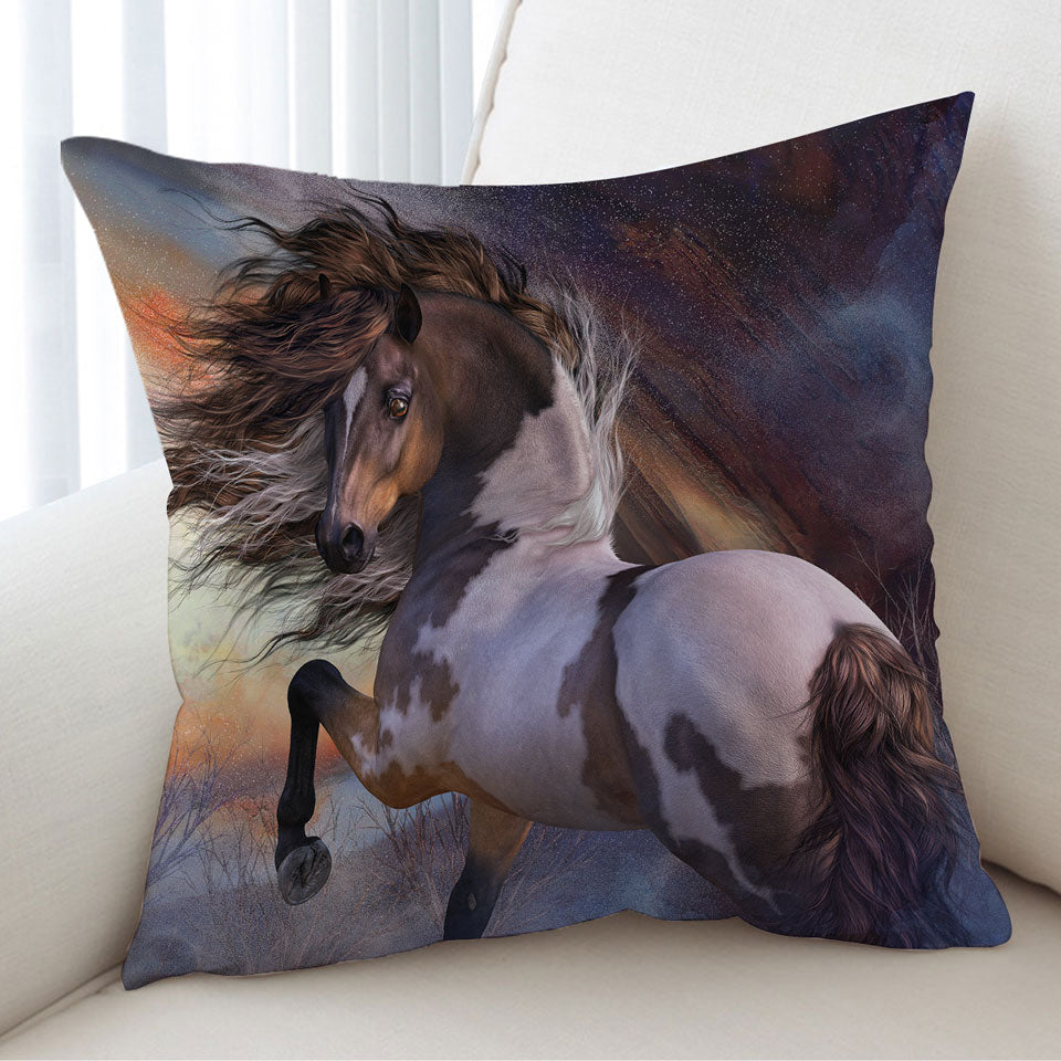 Beautiful Wild Horse Wild Stallion Cushion