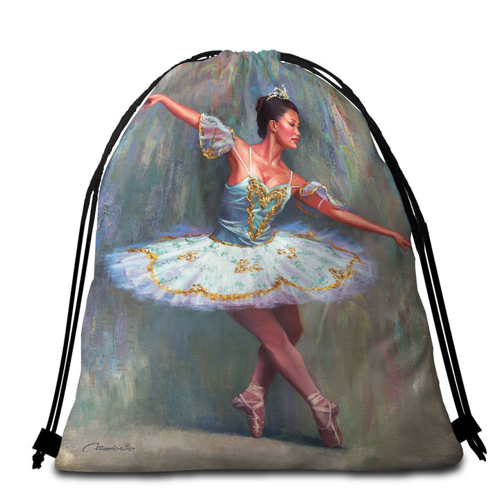 Beautiful Woman Painting the Ballet Dancer Beach Towel Bags