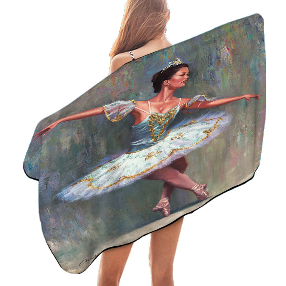 Beautiful Woman Painting the Ballet Dancer Beach Towels