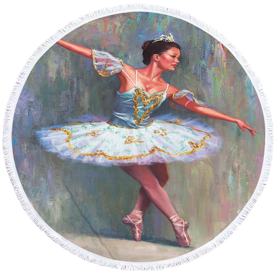 Beautiful Woman Painting the Ballet Dancer Round Beach Towel