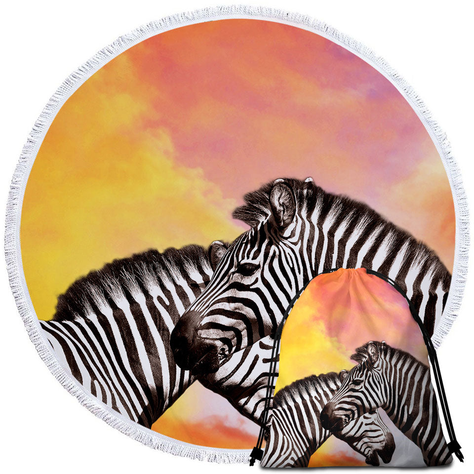 Beautiful Zebra Circle Beach Towel