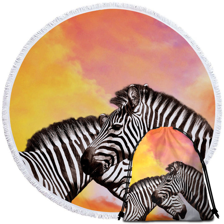 Beautiful Zebra Circle Beach Towel