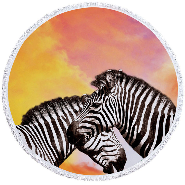 Beautiful Zebra Round Beach Towel