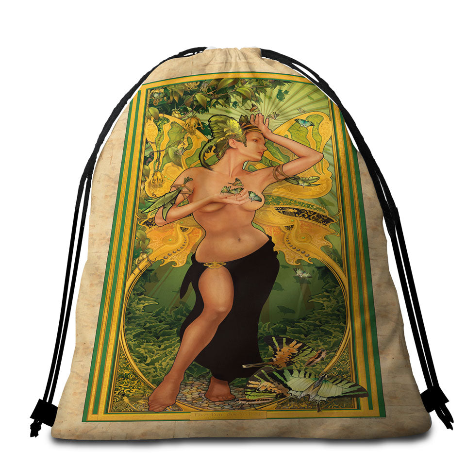 Beautiful and Sexy Butterflies Woman Beach Bags and Towels