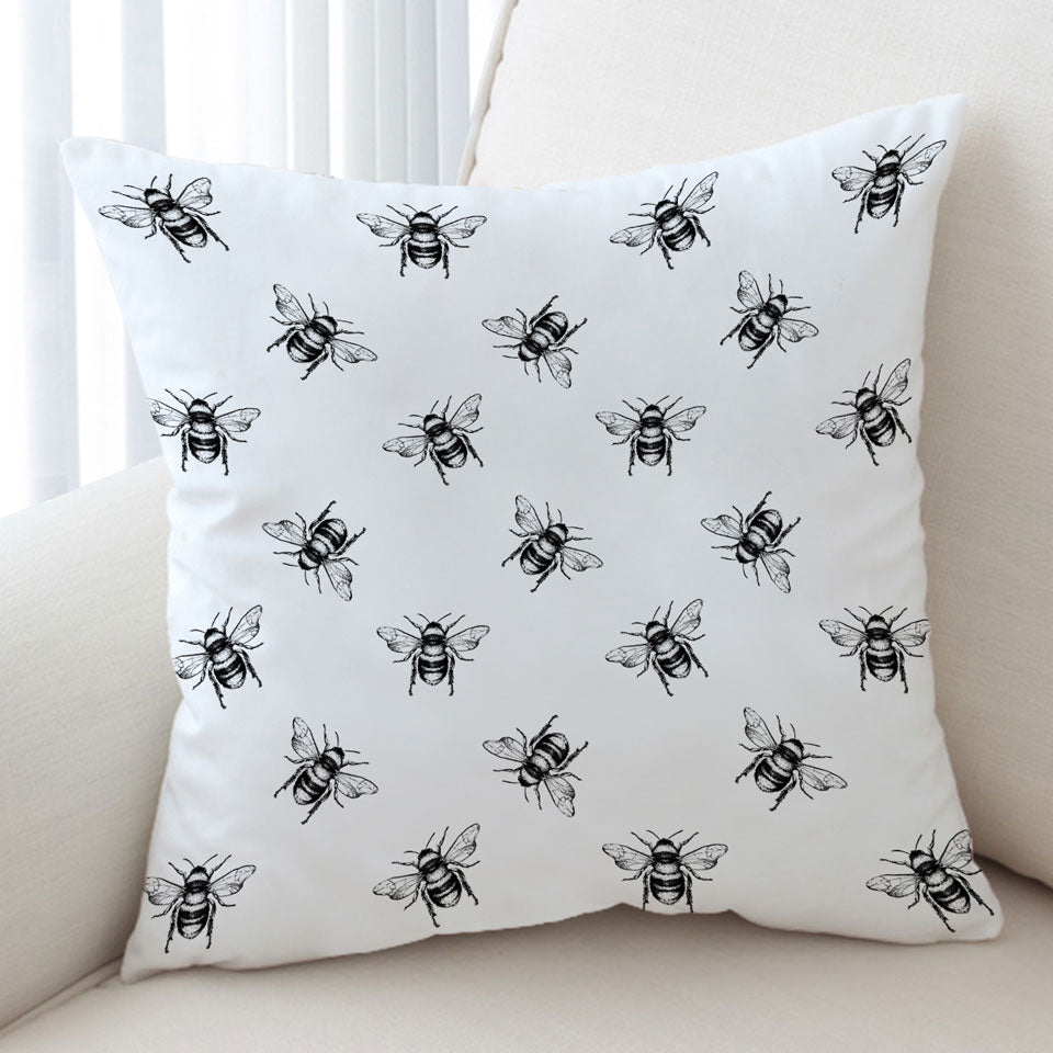 Bee Cushions Black and White Bee Pattern