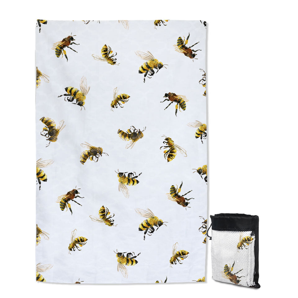 Bees Quick Dry Beach Towel