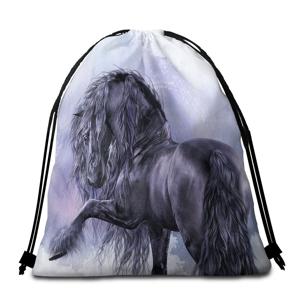 Best Beach Towel Bags with Honorable Horse the Black Pearl Horses Art