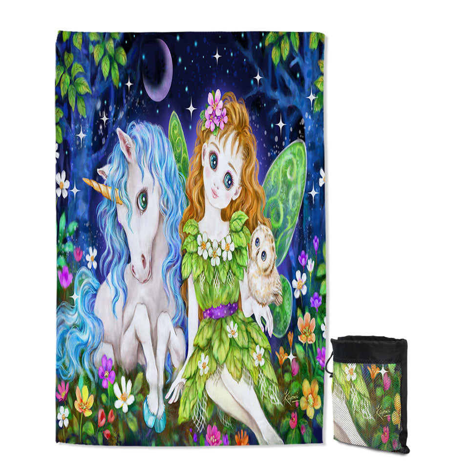Best Beach Towels for Children Art Design Leaf Fairy and Unicorn