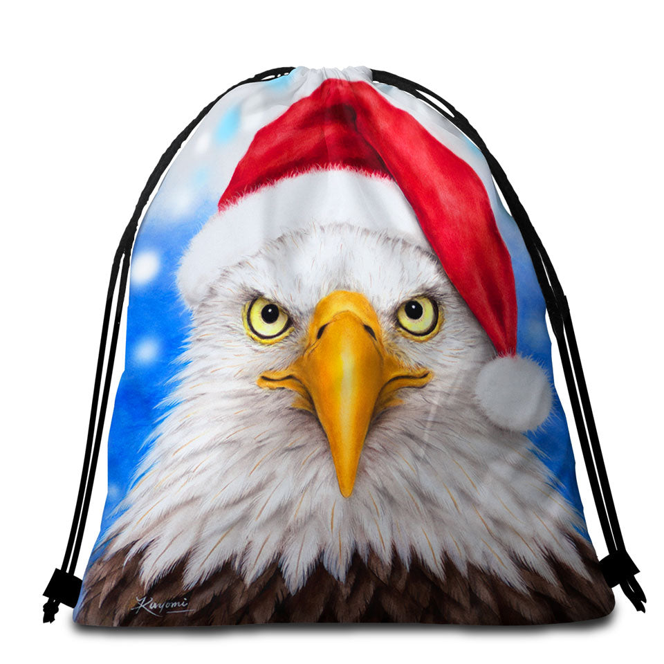 Best Beach Towels for Christmas Cool Funny Wild Animal Art Eagle Santa