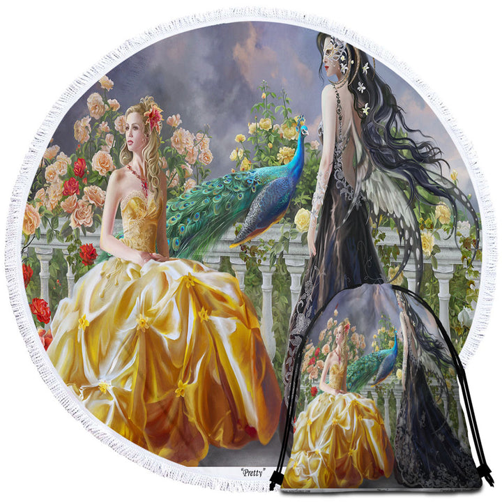 Best Beach Towels of Fantasy on the Rose Balcony Light and Dark Princesses