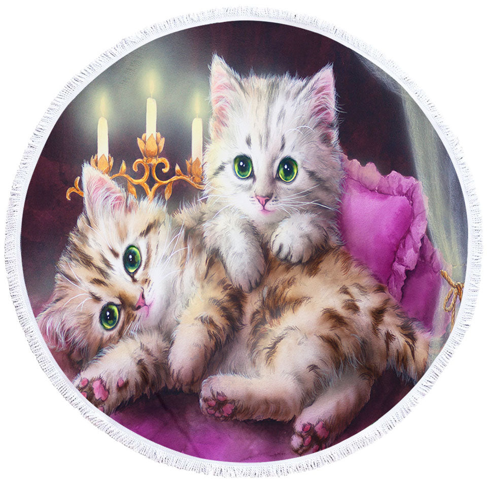 Best Beach Towels with Cats Art Paintings Candle Night Kittens