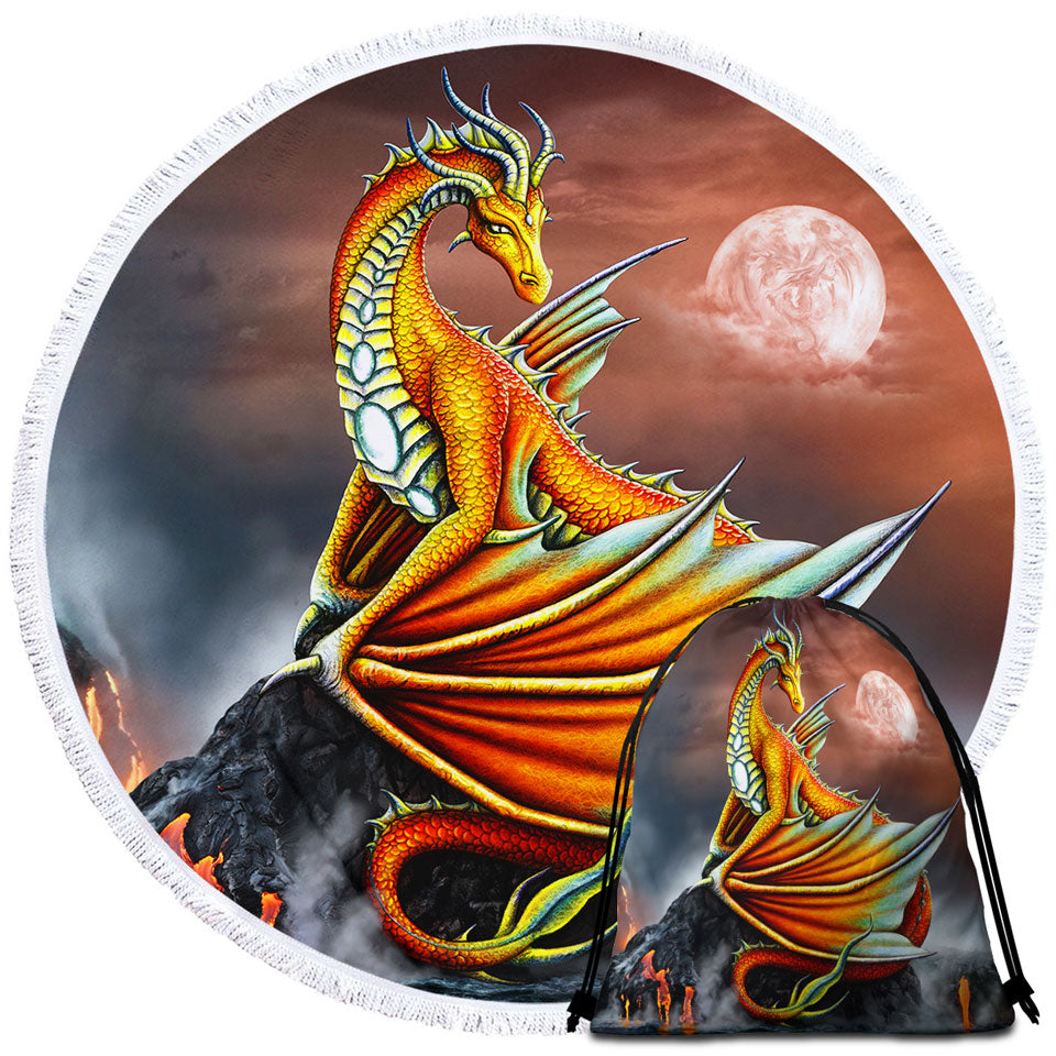 Best Beach Towels with Fantasy Art Everly the Volcano Island Dragon