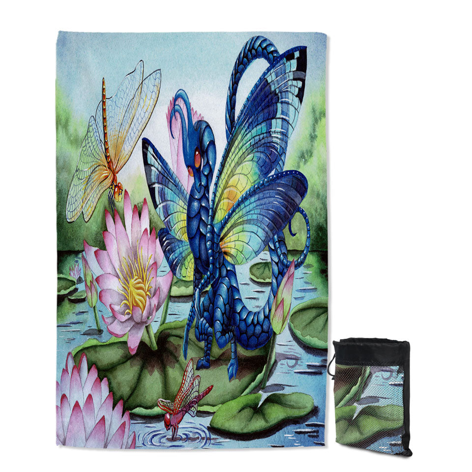 Best Beach Towels with Giant Water Lilies Dragonflies and Dragon