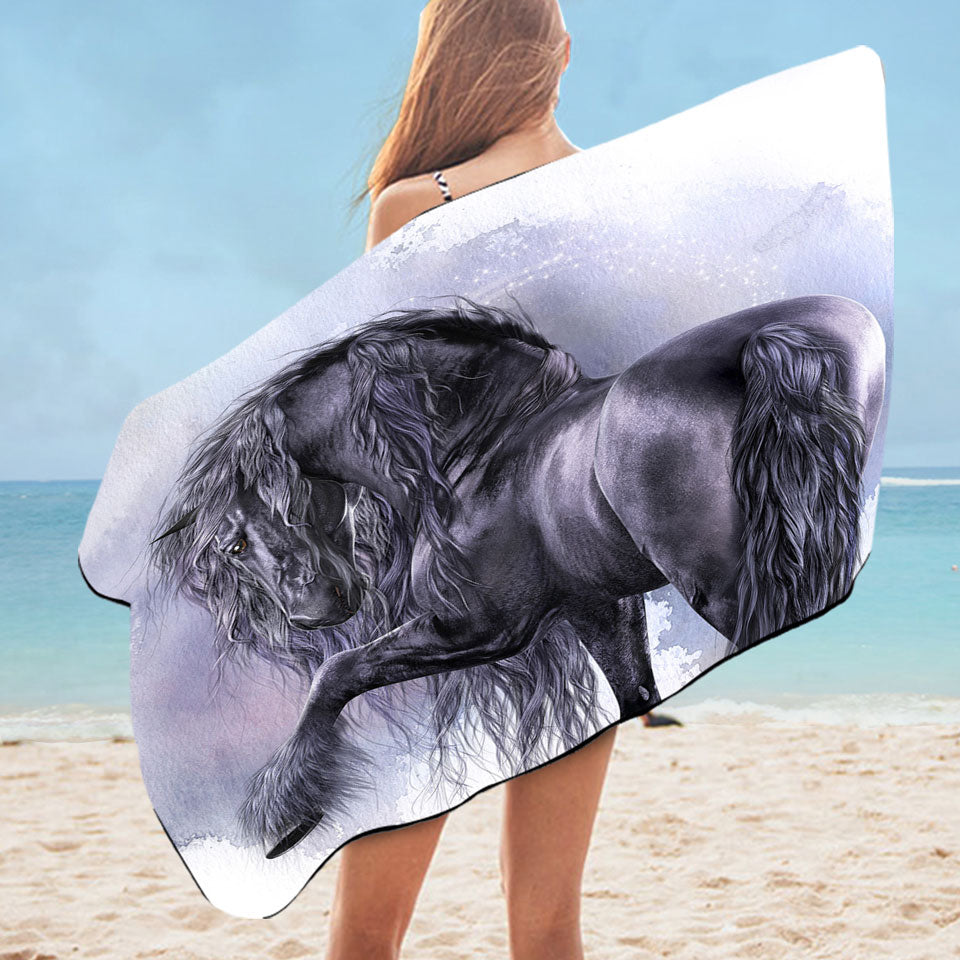 Best Beach Towels with Honorable Horse the Black Pearl Horses Art