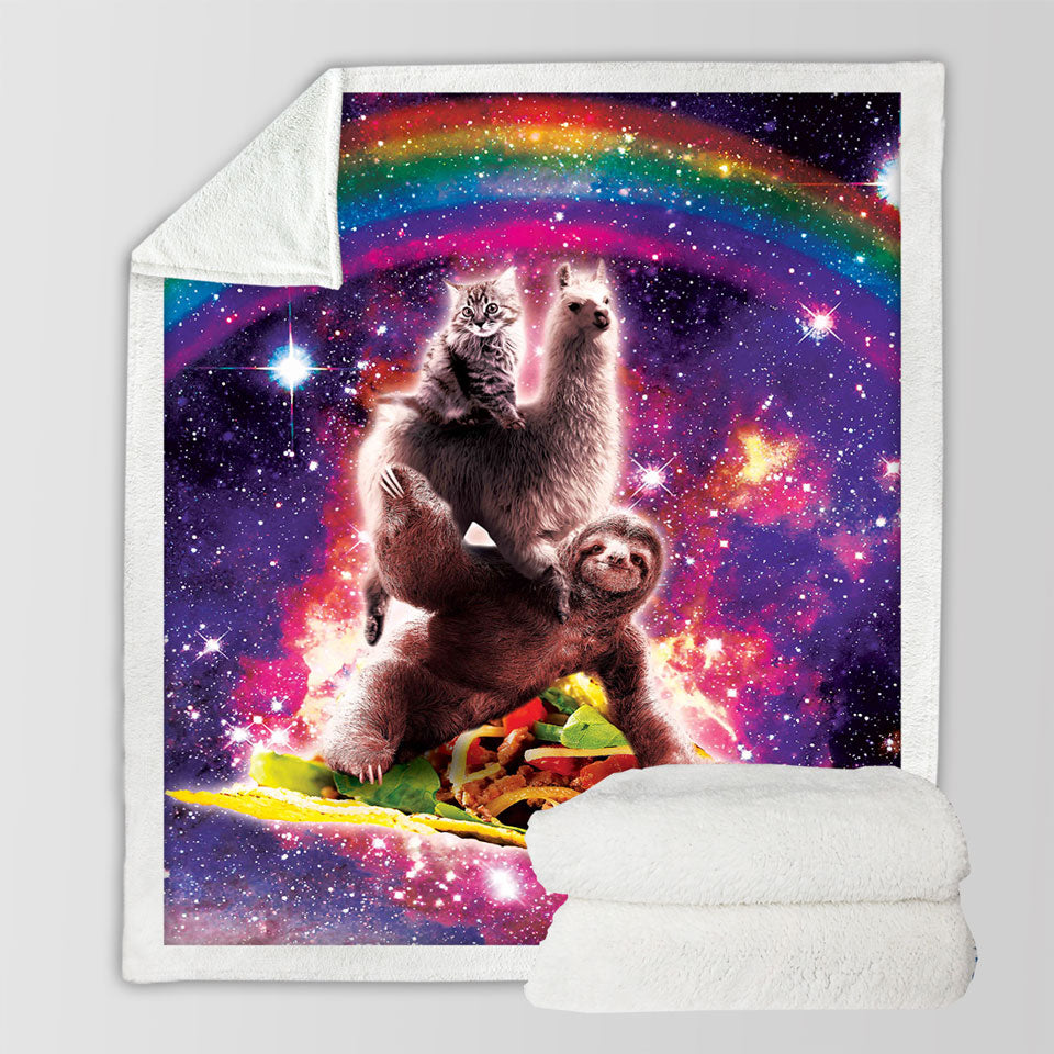products/Best-Cool-Funny-Throws-Crazy-Art-Space-Cat-Llama-Sloth-Riding-Taco
