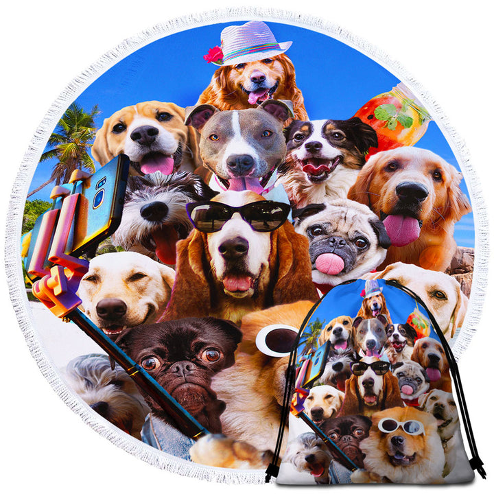 Best Dog Beach Towels Awesome Selfie Funny Dogs with Sunglasses on the Beach