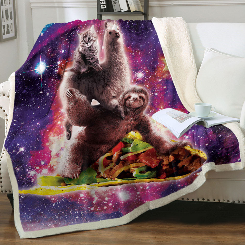 products/Best-Guys-Throws-Cool-Funny-Crazy-Art-Space-Cat-Llama-Sloth-Riding-Taco