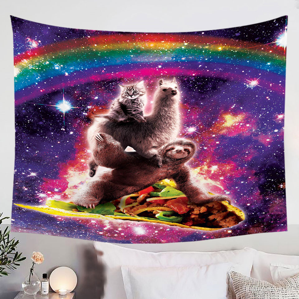 Best-Guys-Wall-Decor-Tapestries-Cool-Funny-Crazy-Art-Space-Cat-Llama-Sloth-Riding-Taco