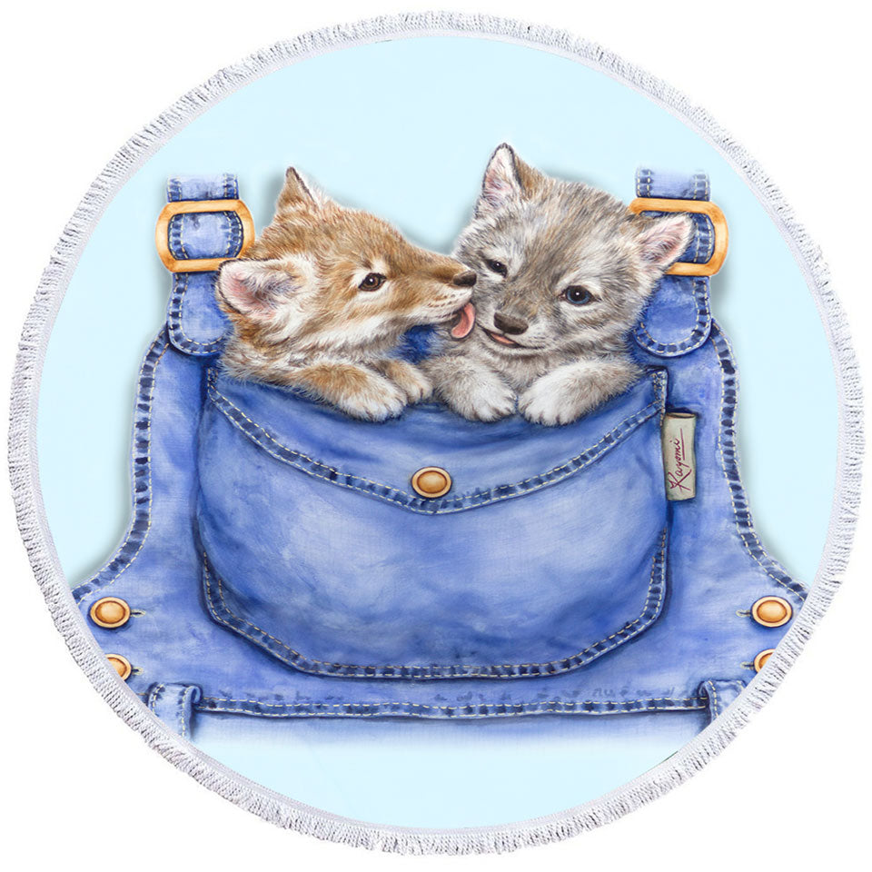 Best Kids Beach Towels Cute Animals Wolf Cubs Overall